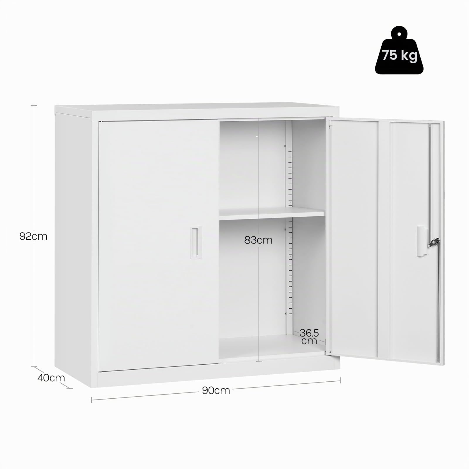 WOLTU Caisson Bureau, Armoire Bureau Métallique, Caisson de Rangement Verrouillable, avec Étagère Réglable, Meuble Rangement, Blanc