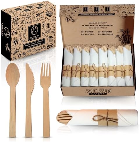 Posate monouso in legno 200 pezzi,Set completo con coltelli, forchette, cucchiai e palettine caffè,Posate usa e getta ecologiche e biodegradabili per picnic, feste, matrimoni, eventi, campeggio