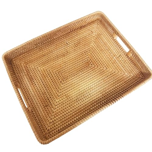 i-lan 20 Inch Handmade Rectangular Countertop Serving Trays with Cutout Handles,Rustic Decorative...