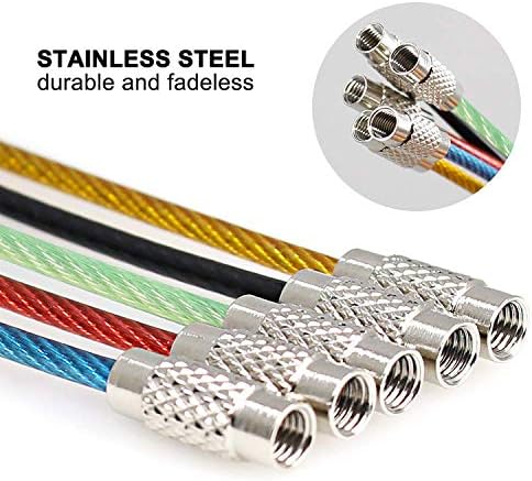 Wire Key Chains Stainless Steel Cable Key Loop Ring 20pack 6.0 Inches Colored Nylon Coated Aircraft Keychains for Hiking Luggage ID Tags Keepers Outdoor