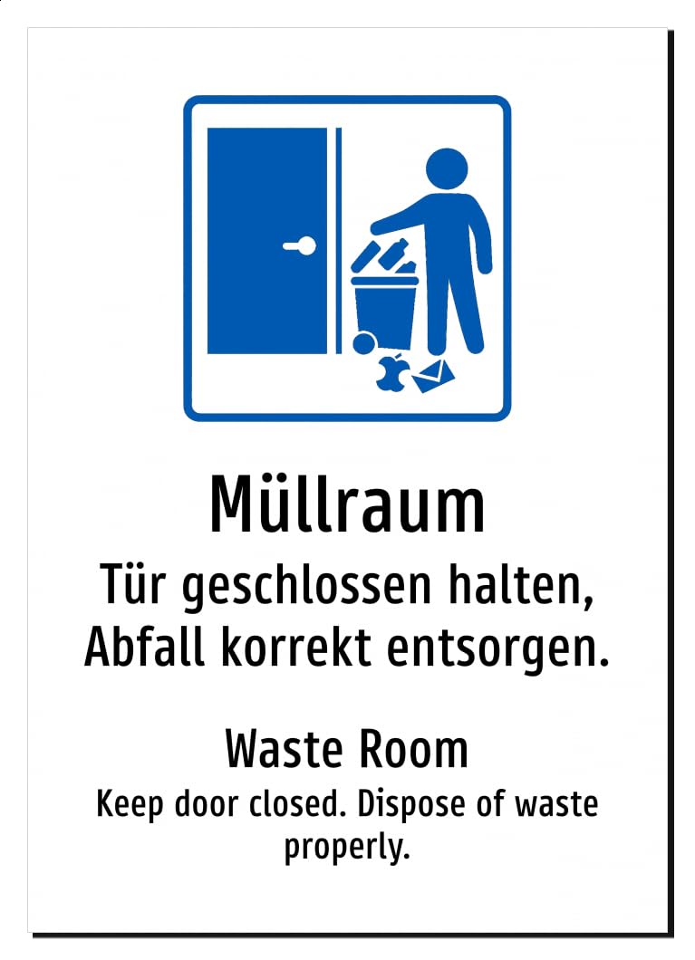 46861-DEEN-S-08 | Müllraum Schild – Deutsch Englisch zweisprachig