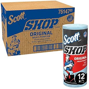 Scott Shop Towels Original (75147), Blue, 55 Towels/Standard Roll, 12 Rolls/Case, 660 Towels/Case