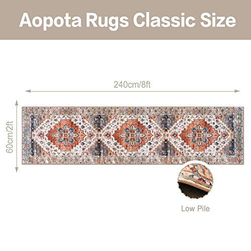 Aopota Runner Rug Non Slip Distressed Faux Wool Area Rug 2X8Ft Runners For Hallway Washable Carpet Floor Mat For Living Room Bedroom Kitchen Laundry Room #TOP1
