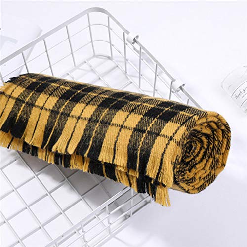 Écharpe faux cachemire jaune pour femme châle d'hiver haut de gamme à carreaux