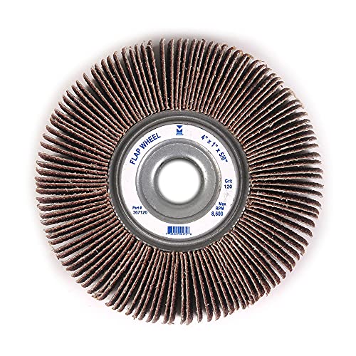 Mercer Industries 367120 Center Hole Flap Wheel, 4" x 1" x 5/8", Grit 120, Each