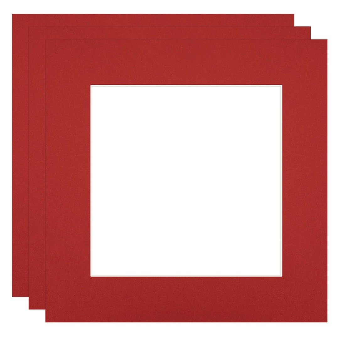 Procut Global 60x60cm Crimson Picture Mounts to Fit 40x40cm Aperture - Precision Cut Cardboard Photo Mount - Ideal for Frames, Prints, Artwork & Certificates - Sizes & Colours Available - 3 Pack