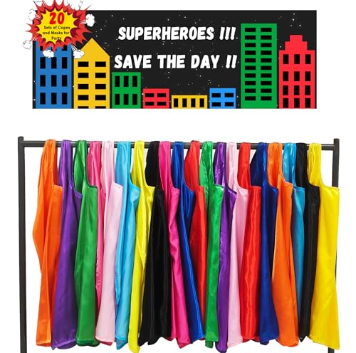 Image of D.Q.Z Superhero-Capes for Kids 20 Sets Children-Superhero Capes and Masks for Super Hero Toys Birthday Party Dress Up Costume