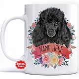 PREZZY Custom Poodle Coffee Mug Customized Name Floral Novelty Ceramic Cup White 11oz 15oz For Dog Lovers Men Women Inspirational Birthday Anniversary Celebration Party Gifts
