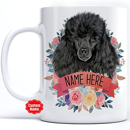 PREZZY Custom Poodle Coffee Mug Customized Name Floral Novelty Ceramic Cup White 11oz 15oz For Dog Lovers Men Women Inspirational Birthday Anniversary Celebration Party Gifts