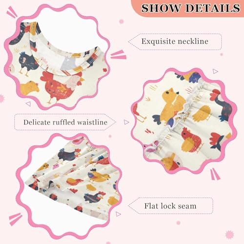 KLL Farm Animals Pattern Girls Playwear Dresses Fashion Jumper Skirt Comfy Outfits O Neck3