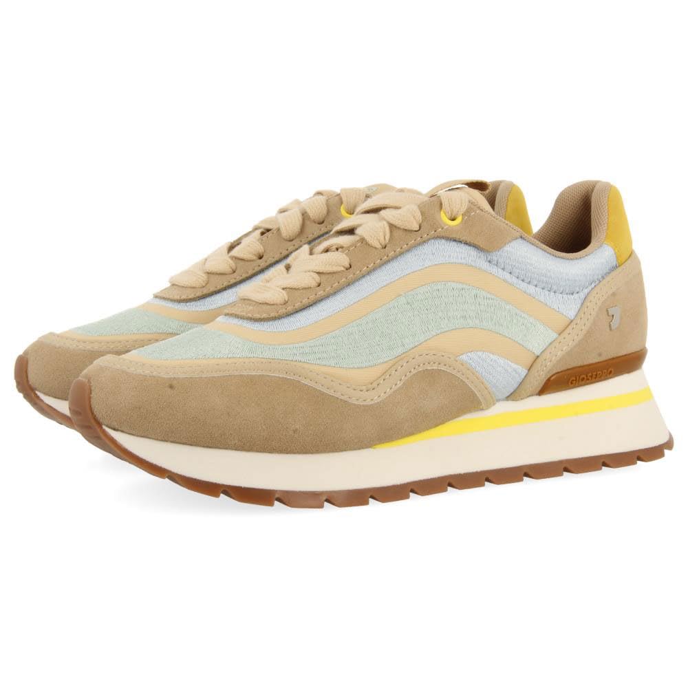MONKTON Retro Leather Sneakers, Beige, 7 UK