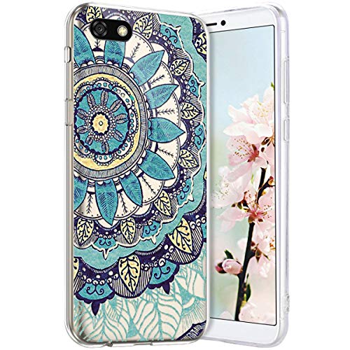 Robinsoni Case Compatible with Huawei Y5 2018 Cover Transparent Huawei Y5 2018 Case Silicone TPU Soft Case Glossy Gel Rubber Cover Ultra Soft Crystal Flexible Case Ultra Thin Buhhda Flower Cover