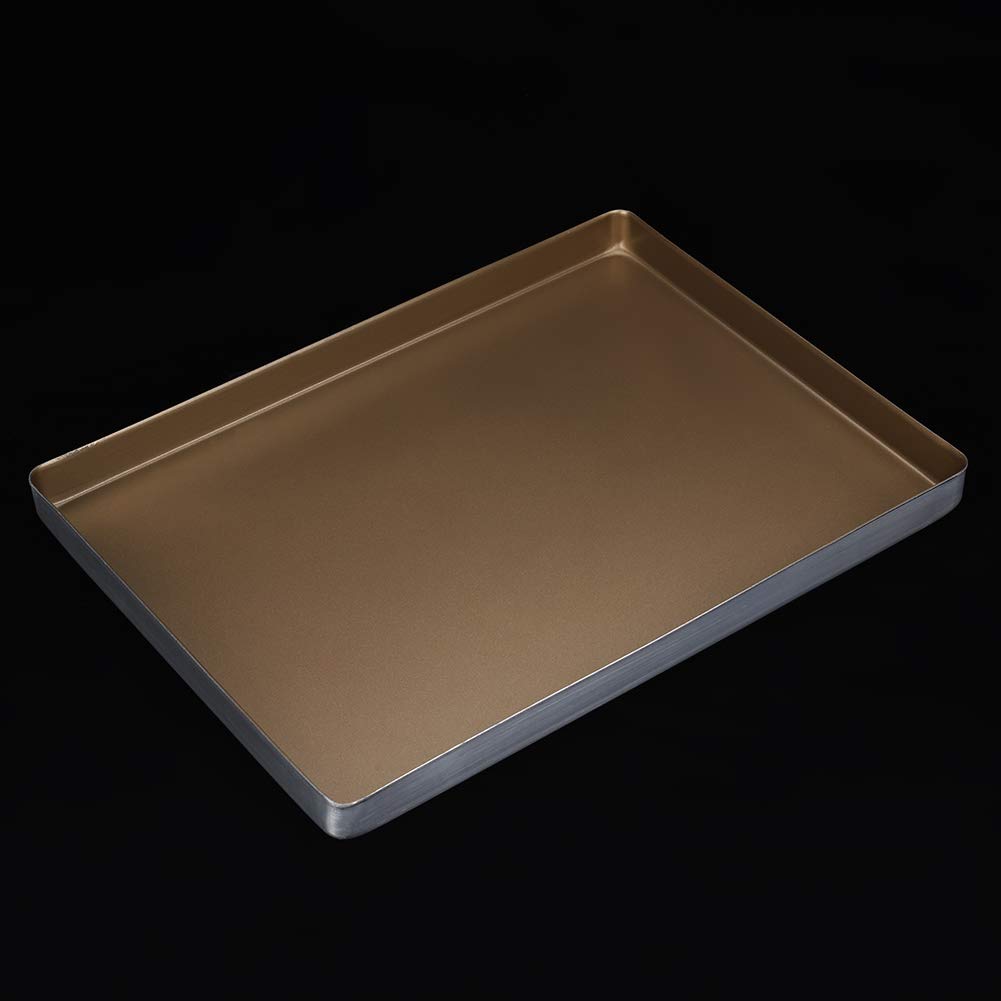 Backbleche aus Aluminiumlegierung, Premium-Antihaft-Backblech, Backblech für Heimöfen, langlebig, leicht, leicht zu reinigen, 40 x 30 x 3 cm, goldbeschichtet