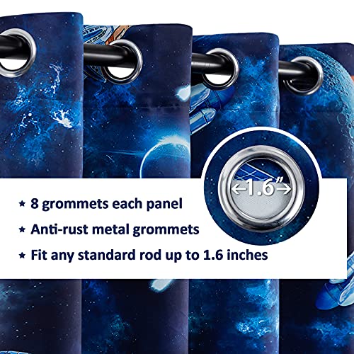 Drewin Blackout Curtains For Kids Room Outer Space Themed Window Curtain Boys Bedroom Darkening Thermal Insulated Drapes 2 Panels Nursery Decor, Dark Blue 52X63 Inches #TOP1