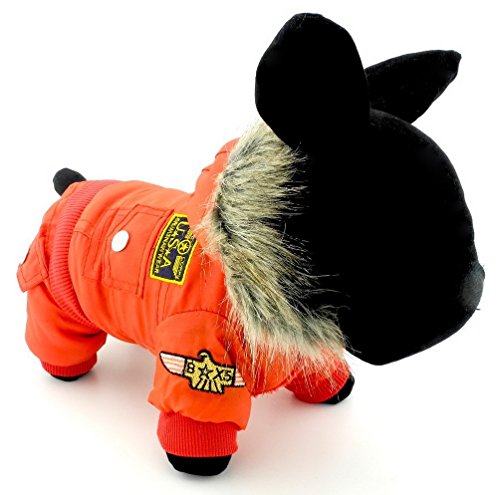 Selmai Waterproof Fleece Lined Dog Winter Coat Snow Suit Airman Hooded Jumpsuit Snowsuits For Small Dog Puppy Chihuahua Red S #TOP4