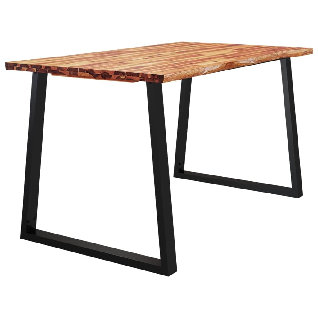 IKAYAA Mesa de Comedor Madera Maciza de Acacia 140 x 80 x 75 cm Mesa Industrial Mesa Salon Rustica Mesa Comedor Patas Metálicas/Hierro