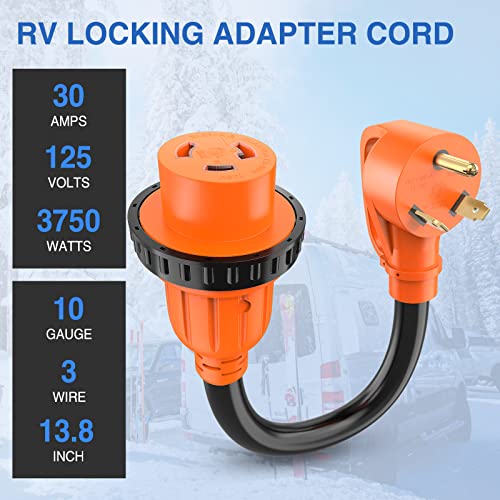 Image of Nilight RV Locking Adapter Cord 30 Amp to 30 Amp Pure Copper Heavy Duty 10 Gauge Wire ETL Listed TT-30P to L5-30R 30M /30F Weatherproof Cord for RV Camper Caravan Van Trailer