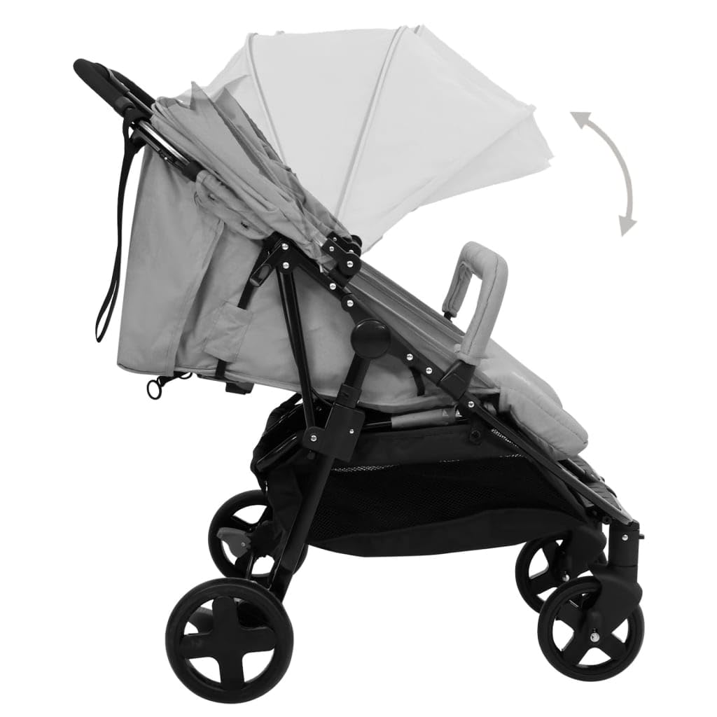 Willood Tandem Kinderwagen Zwillingskinderwagen Hellgrau Schwarz Stahl