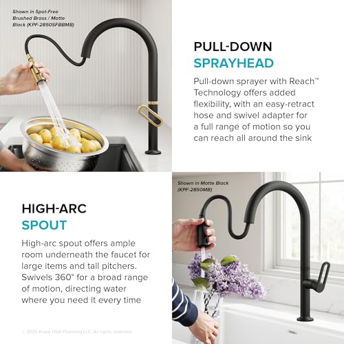 KRAUS Spot Free Brushed Brass Pull Down Kitchen Faucet KPF-2850SFBB - image 4