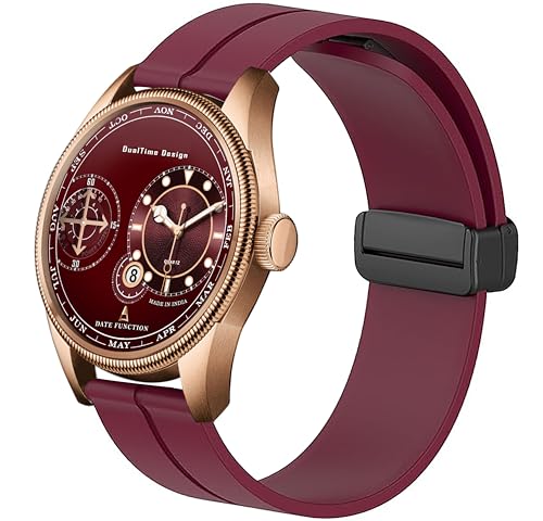 3D Glass Maroon Chonograph Date Display Analoge Maroon Silicone Magnetic Strap Watch for Men (18014L)