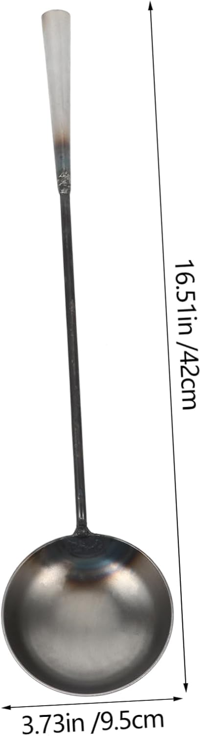 Luxshiny Long Handle Iron Ladle Scoop Multi Purpose Garden Supply for Cleaning Water Spoon with Comfortable Grip for Residential and Commercial Use