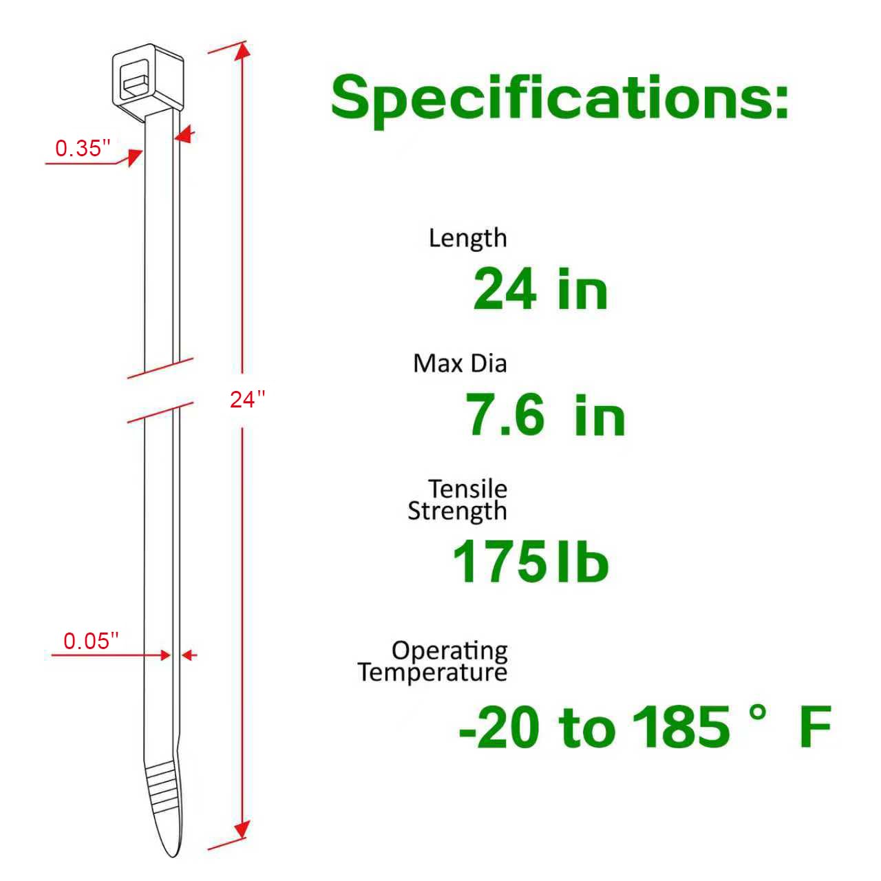 Cable Ties Heavy Duty 600mm×9mm, 100 Pcs Self-Locking Long Tie Wraps, Large Strong Zip Ties for Indoors &Outdoors Use, Home - Image 4