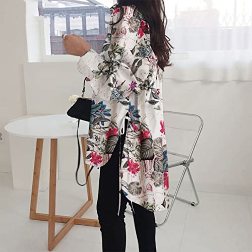 Women's Button Down Shirts Office Plus Size Blouse Floral Graphic Long Sleeve Laplid Boyfriend Dress Shirt Side Split Shirt,Shirts For Teens Girls Aesthetic #TOP2
