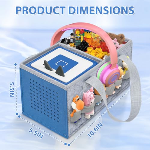 Image of IBVIVIC Carrying Case for Toniebox Starter Set and Figurines, Portable Travel Felt Cloth Musical Toy Folding Bag with Handle for Toniebox 2 and Accessories (Ocean Blue)