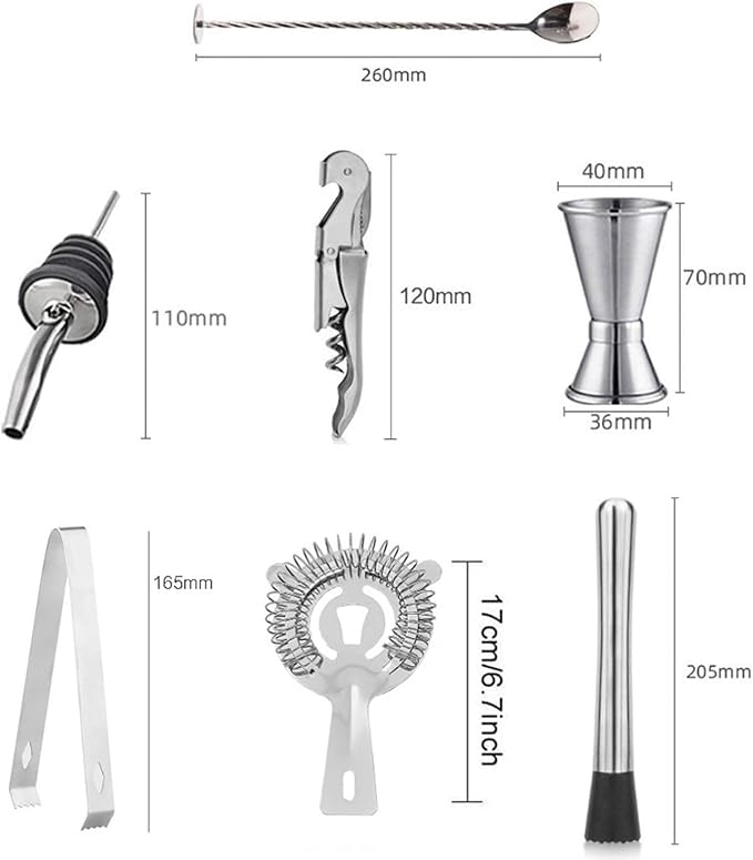 Set de Coctelería de Acero Inoxidable con Estante de Madera 550ml miniatura 2