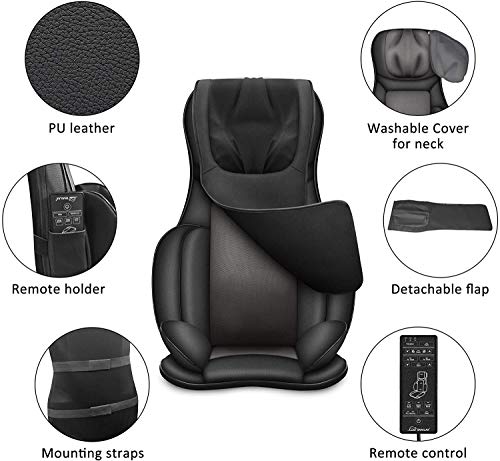 image for Snailax Shiatsu Massage Chair Pad - Neck Back Massager with Heat & Com