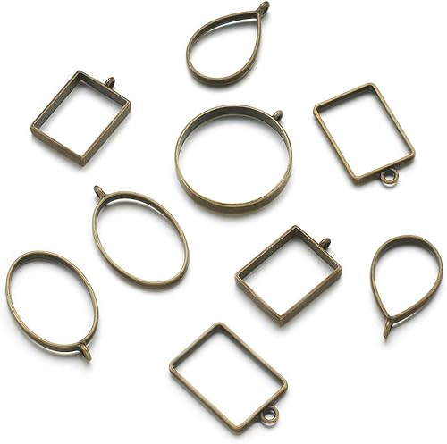 Vista 139 de Dijes de bisel de espalda abierta de estilo surtido, colgantes de marco hueco de metal, dijes de flores prensadas para hacer joyas de resina UV DIY