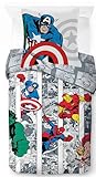 Jay Franco Marvel Avengers Comics Juego de Funda Nórdica – Ropa de Cama Súper Suave para Niños con Funda de Almohada, SOLO FUNDA NÓRDICA (Relleno No Incluido), Multicolor, Juego de 2 Piezas Individual