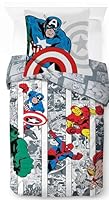 Jay Franco Marvel Avengers Comics Bettwäsche-Set – Superweiche Kinder-Bettwäsche mit Kissenbezug, NUR BETTBEZUG (Füllung Nicht enthalten), Iron Man, Captain America, Mehrfarbig, 2-teilig Einzelbett