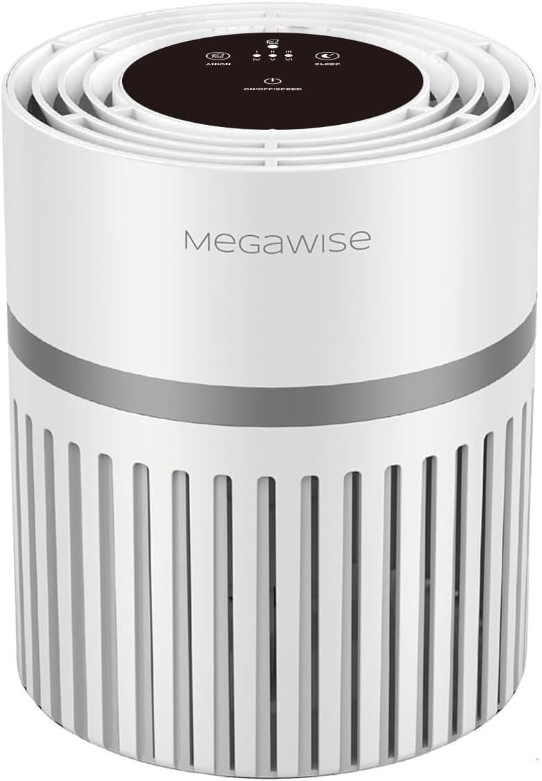 Purificateur d'air HEPA MEGAWISE maison : appareil compact à filtre multicouche pour votre salon