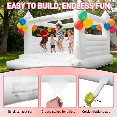 13x13x10ft Commercial Grade White Bounce House Castle, Upgraded Reinforced Beams, PVC Inflatable Bouncer for Adults & Kids with 800W Blower, Indoor Outdoor for Wedding Birthday Party Family Gathering by VVAIMYNX - Image 3