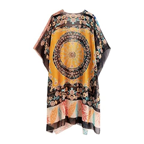 Dekyda Swimsuit Coverup for Women Loose Chiffon Bathing Suit Cover Ups, Women's Swimwear Beach Cover Up Cardigan, 9494 Black Cover