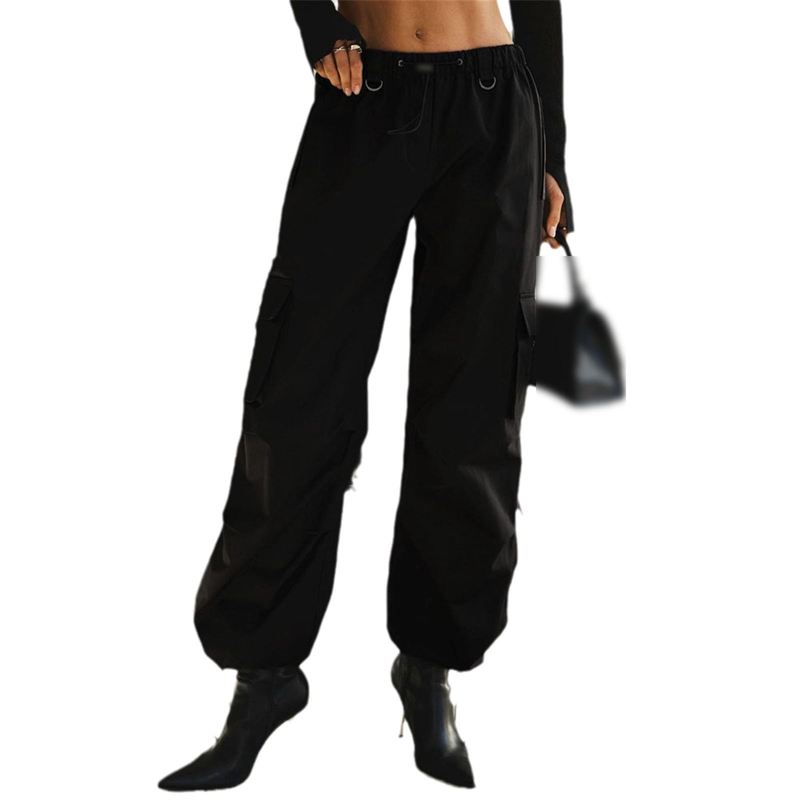 Cargohose für Damen, leger, elastischer Bund, lockere Baggy-Hose, Mädchen, Raffung, Beine, Streetwear, lange Hose