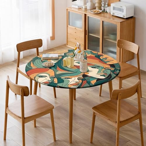 Nappe imperméable et résistante à l'huile pour table ronde de cuisine extensible - 8