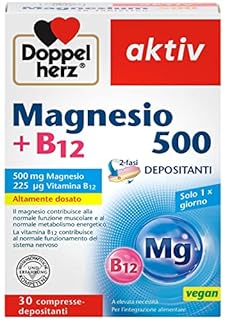 Magnesio 500 + Vitamina B12 | Compresse 2-Fasi Depot | Alta concentrazione | Supporto muscolare, energia e sistema nervoso | Vegan | Senza glutine e lattosio |1 compressa al giorno - Doppelherz