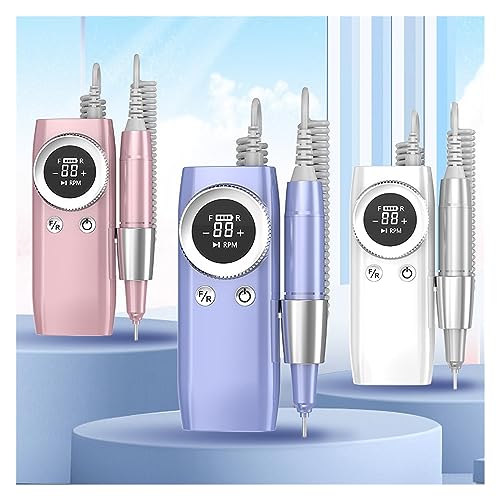 Wiertarka do paznokci, Bezprzewodowa maszyna do paznokci 45000 obr./min Maszyna manicure Akumulatorowa wiertarka Bezprzewodowy pilnik Wyświetlacz LED wszystkich żelów(Wit)