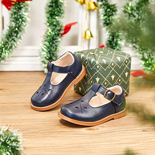 Image of Kiderence Toddler Girl Mary Jane School Uniform Dress Shoes Oxford Flats | Wide Toe Box Great Comfort for Student Shoe and Flower Girl Shoe for Wedding, Parties, Church