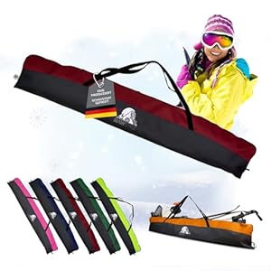 Rawstyle Skitasche Skisack für Ski Erwachsene Skistöcke 160cm oder 180cm oder 190cm wasserdicht Skibag Skicover Wintersport Skiaufbewahrung Modell 2 (schwarz-Bordeaux (160cm))