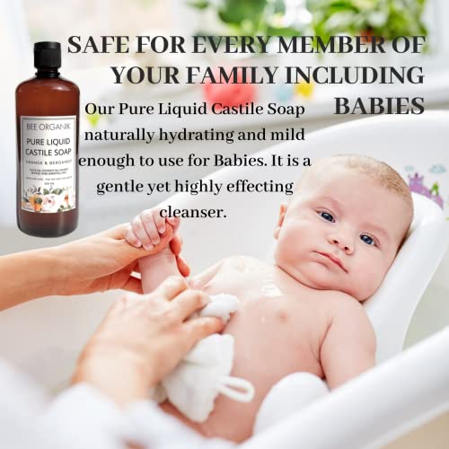 Image of Pure Liquid Castile Soap | Natural, Organic and Safe | Eco-Friendly and Non-Toxic | Hands and Body | Baby and Pet Safe| 475 ml x 2 pcs
