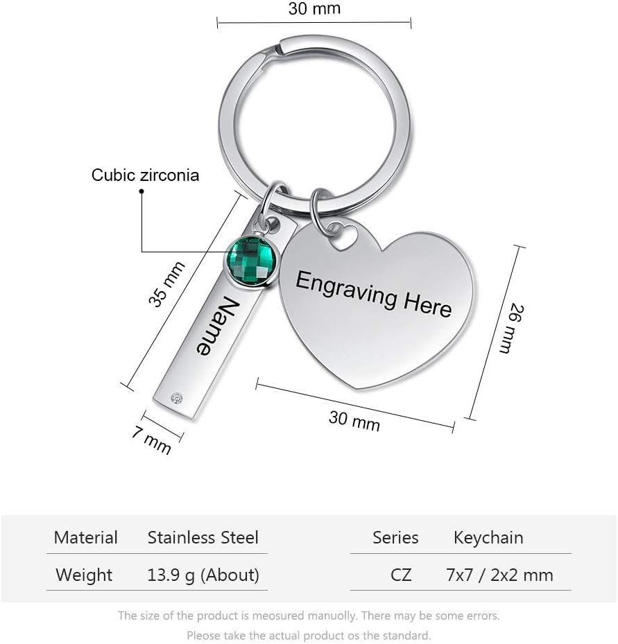 OPALSTOCK Gifts for Mom Personalized Key Chain with Simulated Birthstones Keyring Christmas Gifts for Women - Image 5