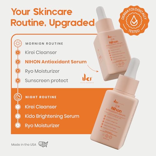 IKI Nihon Antioxidant Kojic Acid Serum - Kojic Acid + Ferulic Acid & Vitamin E and Vitamin C Serum for Face - Brightens, Evens Tone & Protects - Clean, Fragrance-Free, Cruelty-Free - 30ml - Image 5