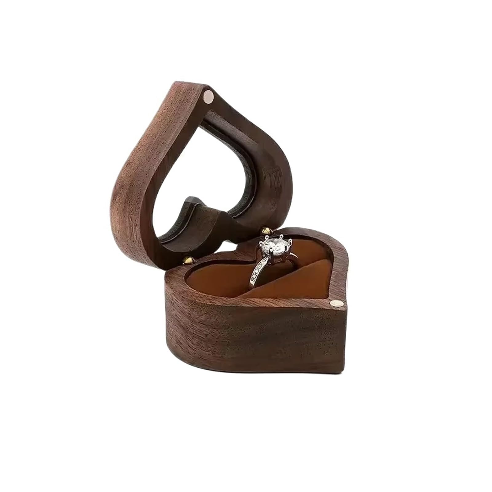 LCKKJHG Wedding Ring Box 1PCS Walnut Wood Ring Box For Wedding Ceremony Jewelry Storage Proposal(Yellow)