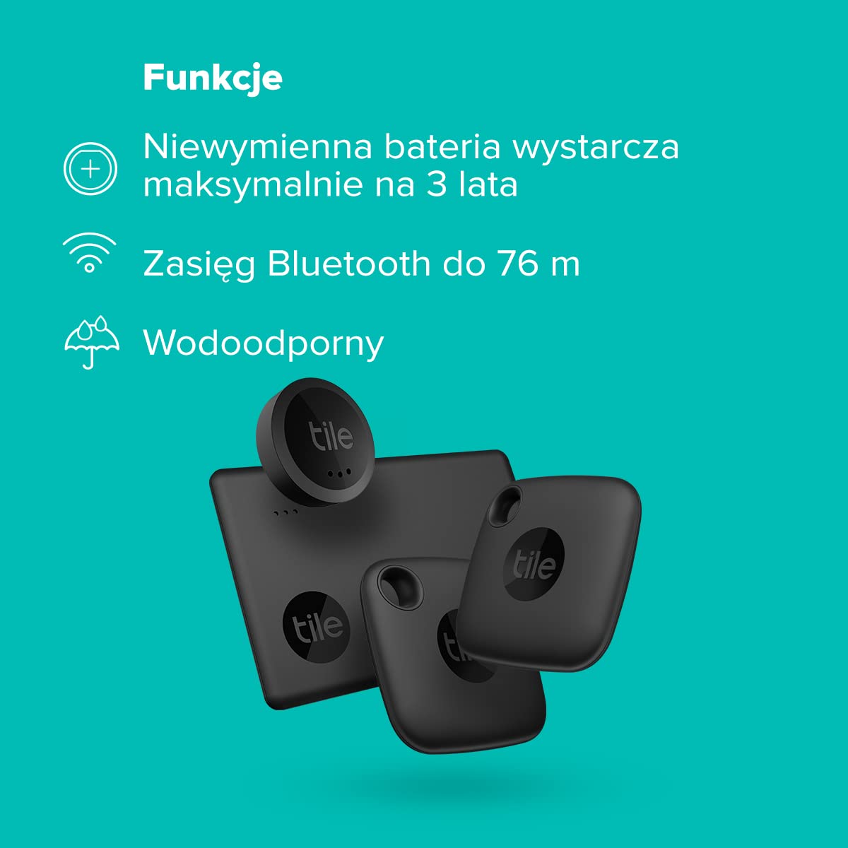 Tile Essentials (2022) Lokalizator Bluetooth do namierzania zagubionych kluczy, portfeli, pilotów i innych przedmiotów, 4 Pak (2 Mates, 1 Slim, 1 Sticker), aplikacja iOS i Android, Czarny