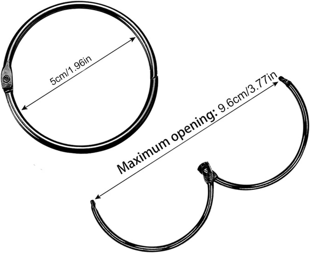 20Pcs Open Curtain Rings 50mm Round Shower Clips Metal for Curtains and Rods for Curtains and Rods