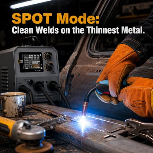 Image of SSIMDER 5 in 1 MIG Welder, 140A Pulse Spot Dual Voltage Portable | Flux Core /Lift TIG /Stick, Synergic Control, ARC Force, Auto Body Repair, Farm Fence, DIY Metal Art, IGBT Inverter