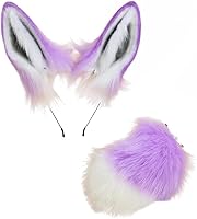 Vista 5 de VIGVAN Orejas de conejo hechas a mano, accesorios de orejas de animal lindo, diadema de orejas